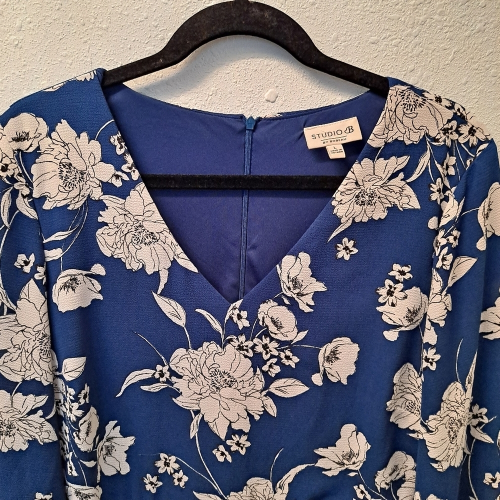 Studio B by Bobeau Blue Floral Dress - Picture 2 of 6